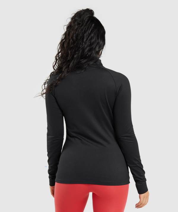 Damske Pulovre Gymshark Training 1/4 Zip Čierne | NR2796581